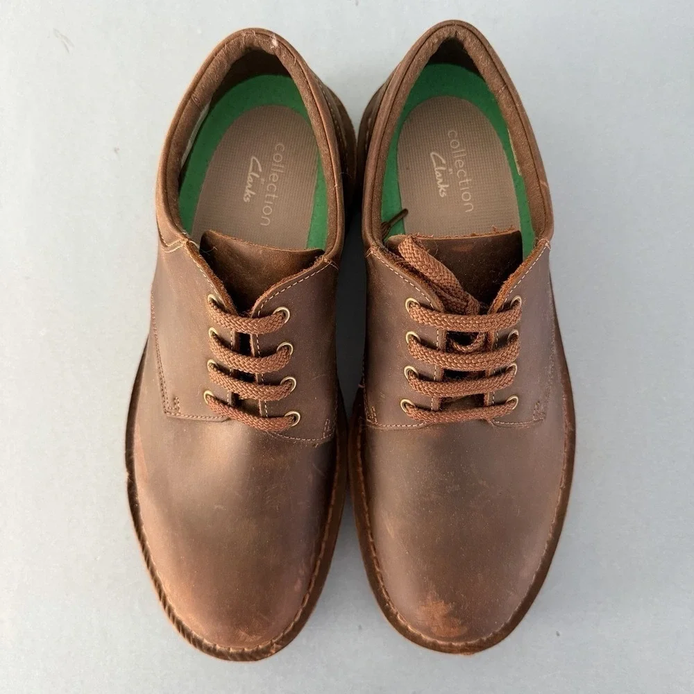 Clarks Bushacre 3 Lo Beeswax Leather‎ Brown Oxfords Lace Up Mens Shoes